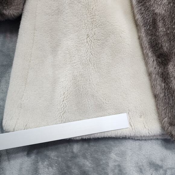 Vintage 60s Princeton’s O’llegro Coat Womens L Cream Gray Faux Fur Open Front - Picture 2 of 6